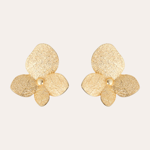 Flower stud earrings with 4 leaves