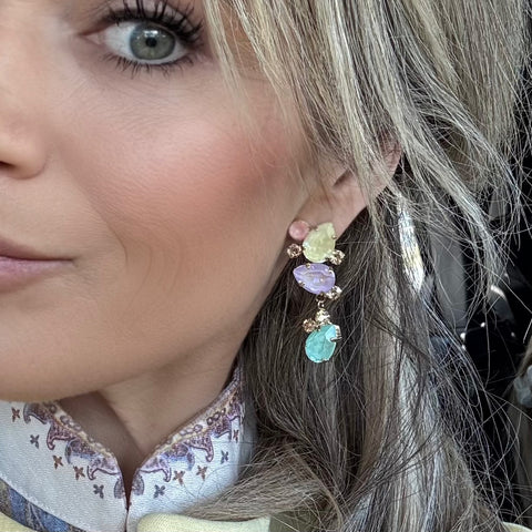 Luxe slanke statement-Oorbellen met pastel Swarovski