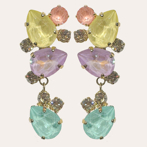 Luxe slanke statement-Oorbellen met pastel Swarovski