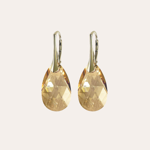 Zilveren oorhangers met gouden kristal-druppels